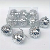 6 ks/sada strieborných vianočných gulí, vianočných dekorácií, závesných ozdôb na vianočný stromček, bytových dekorácií, novoročných párty doplnkov na rok 2024.