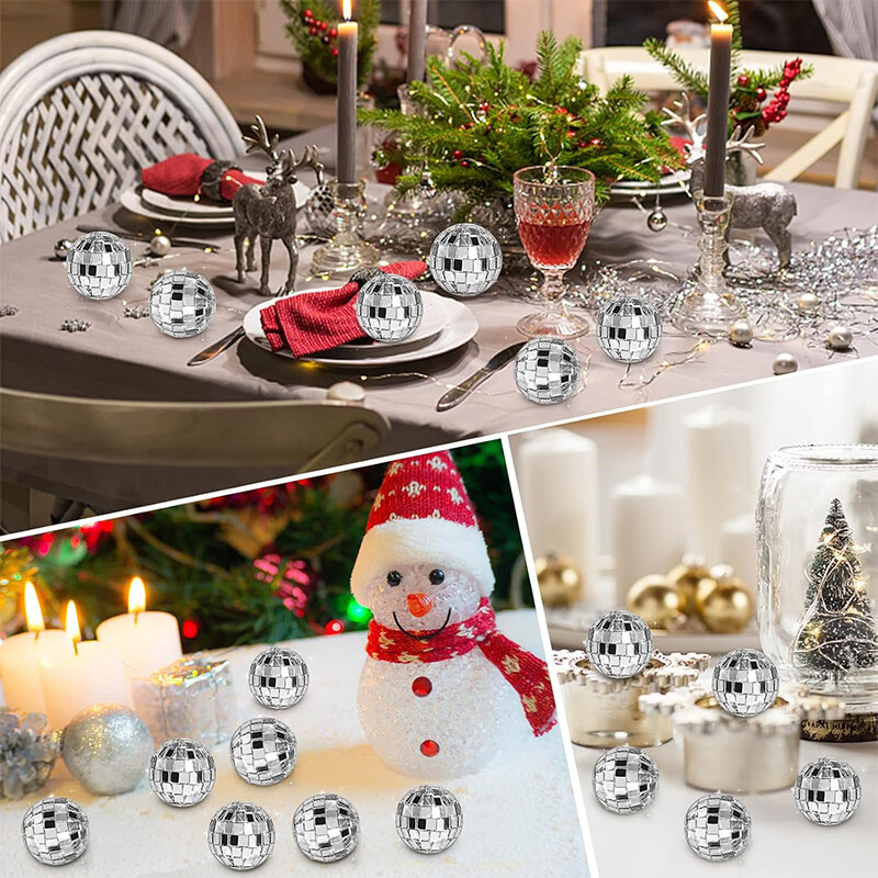 6 ks/sada strieborných vianočných gulí, vianočných dekorácií, závesných ozdôb na vianočný stromček, bytových dekorácií, novoročných párty doplnkov na rok 2024.