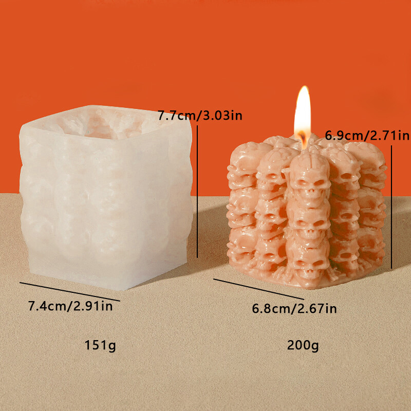 Rubika kuba galvaskausa ķirbju sveces silikona veidne DIY roku darbs aromterapijas ģipša ziepju veidošanas veidņu Helovīna sveču veidne