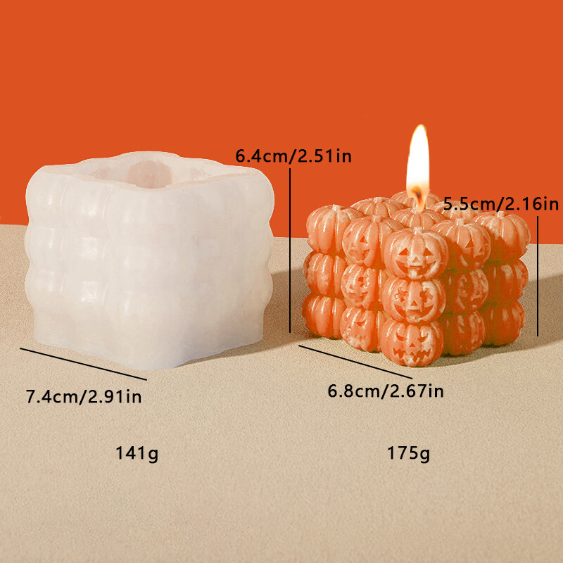 Rubika kuba galvaskausa ķirbju sveces silikona veidne DIY roku darbs aromterapijas ģipša ziepju veidošanas veidņu Helovīna sveču veidne