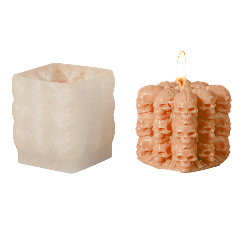 Rubika kuba galvaskausa ķirbju sveces silikona veidne DIY roku darbs aromterapijas ģipša ziepju veidošanas veidņu Helovīna sveču veidne