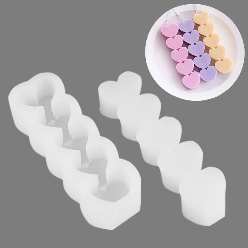 1 bucată 5-Link Lumânare Dragoste Mucegai din silicon DIY Lipici pentru picurare Tencuială Mucegai din rășină Petrecere de nuntă Cină Lumânări pentru aromaterapie lucrate manual