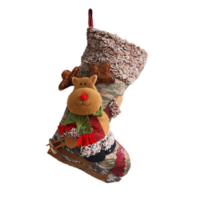 Ciorapă de schi Elk Om de zăpadă Moș Crăciun Ciorapi de Crăciun cu sanie supradimensionată pentru gospodărie de capacitate mare, saci cadou Decorații