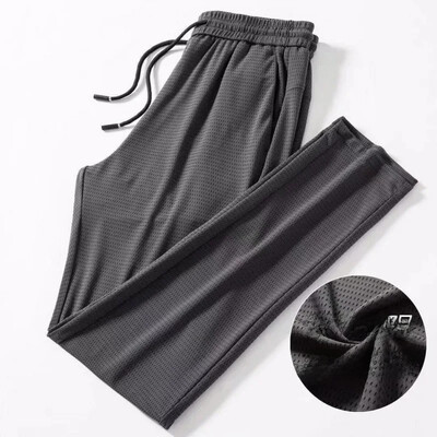 Ice Silk ίσιο ανδρικό παντελόνι Καλοκαιρινό λεπτό στυλ Casual αθλητικό παντελόνι Μοντέρνα επώνυμα ντραπέ φαρδιά ανδρικά παντελόνια