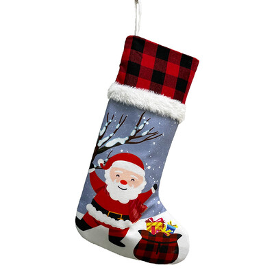Karácsonyi harisnya kisállat dekoráció Első karácsonyi ajándék vidám fa hópehely piros zöld kockás mancs zokni csizma kandalló otthoni dekoráció