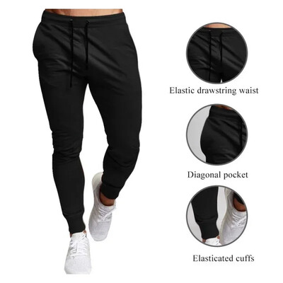 Pantaloni casual Jogger pentru bărbați Pantaloni de sport de marime mare, cu talie elastică Pantaloni casual sport, haine largi de fitness, secțiune subțire de primăvară