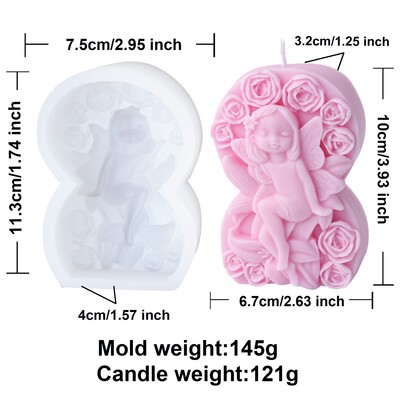 3D silikónová forma na sviečky s anjelským motívom, geometrický valcový trojuholníkový hranol, forma na mydlo, ružový kvet, víla, krása, umenie, remeslá, dekorácia, darček