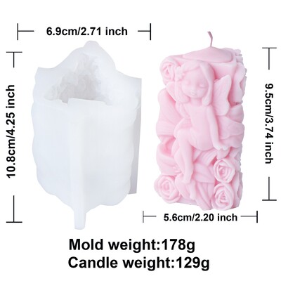 3D silikónová forma na sviečky s anjelským motívom, geometrický valcový trojuholníkový hranol, forma na mydlo, ružový kvet, víla, krása, umenie, remeslá, dekorácia, darček