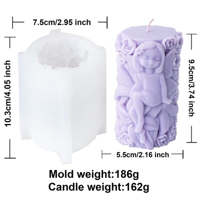 3D silikónová forma na sviečky s anjelským motívom, geometrický valcový trojuholníkový hranol, forma na mydlo, ružový kvet, víla, krása, umenie, remeslá, dekorácia, darček