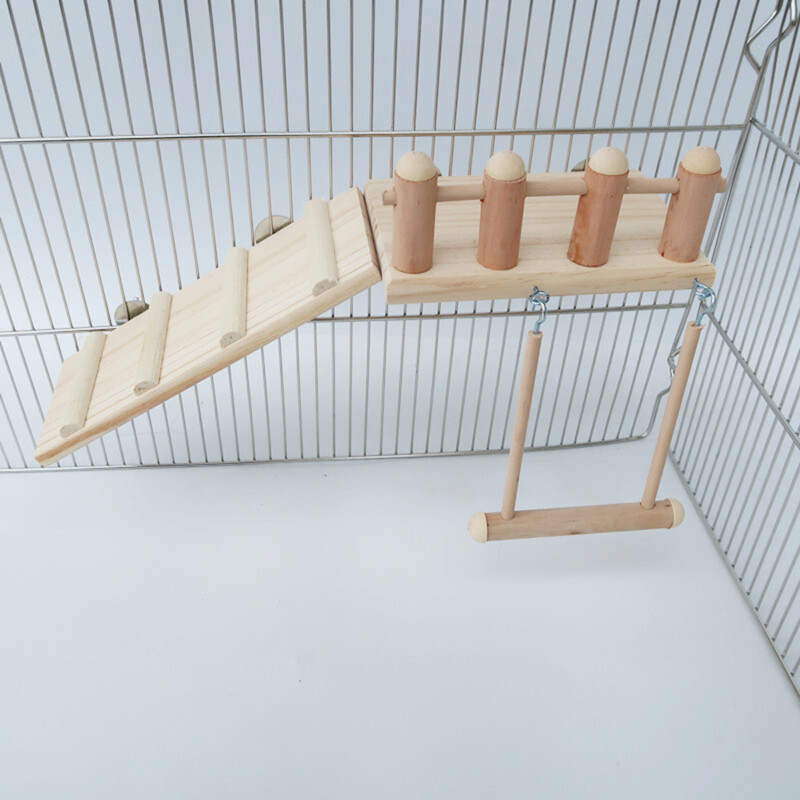 3gab/komplekts Mājdzīvnieku rotaļlieta Koka putnu rotaļlieta kāpšanas kāpņu dēlis šūpošanās rotaļlieta papagailim kāmja pūķa kaķim zelta ziedu peles rotaļlieta