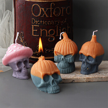 Σειρά 3D Skull Pumpkin Head Καλούπι κεριού σιλικόνης DIY Skull Mushroom Head Halloween Theme Horror Γύψινο δώρο διακόσμησης σπιτιού