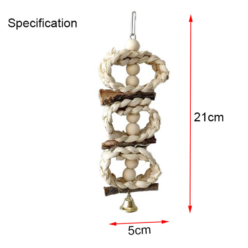 Dabīgs materiāls Mājdzīvnieku papagaiļa rotaļlieta Putnu šūpošanās vingrinājums Slīpēšana Košana Koka rotaļlietas Mājas papagailis ara šūpuļtīkls Putnu rotaļlieta ar zvaniņu