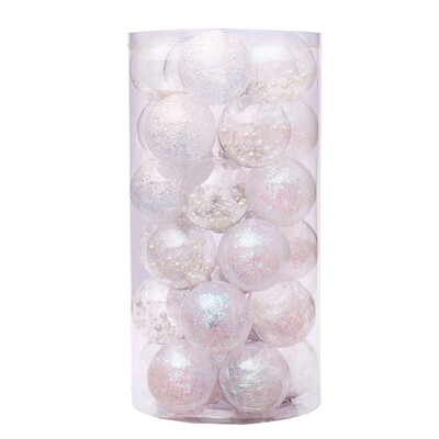 6 cm rozā zelta Ziemassvētku eglīšu bumbiņas no plastmasas, caurspīdīgas Ziemassvētku balles rotājumi koku dekoriem Natal Navidad 2023 Jaunais gads 