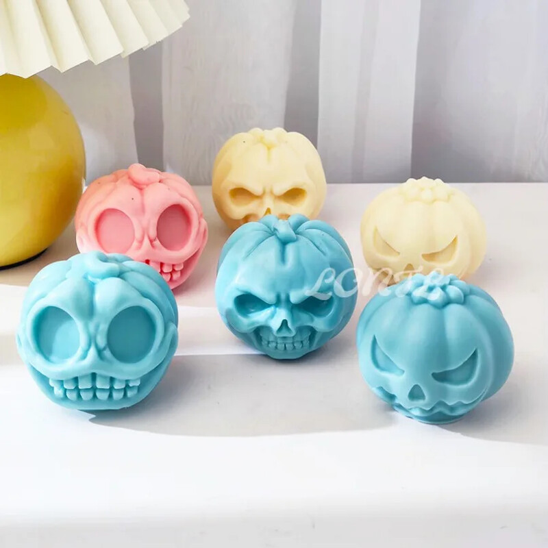 Înfricoșător dovleac craniu mucegai din silicon pentru lumânări DIY tematice de Halloween 3D meșteșuguri rășină gips cristal turnat matriță decor cadou
