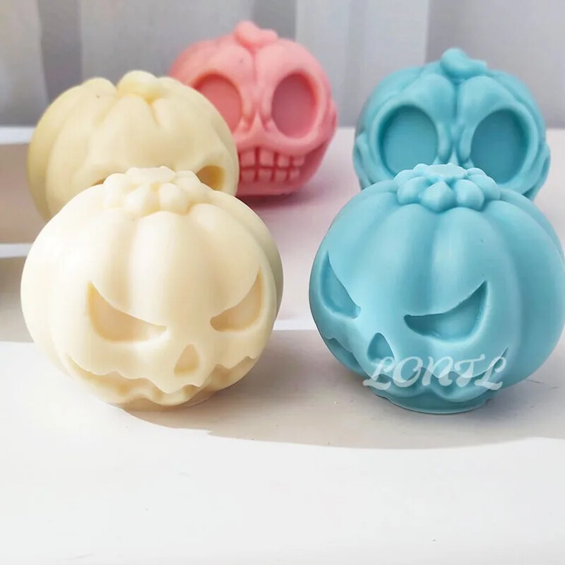 Înfricoșător dovleac craniu mucegai din silicon pentru lumânări DIY tematice de Halloween 3D meșteșuguri rășină gips cristal turnat matriță decor cadou