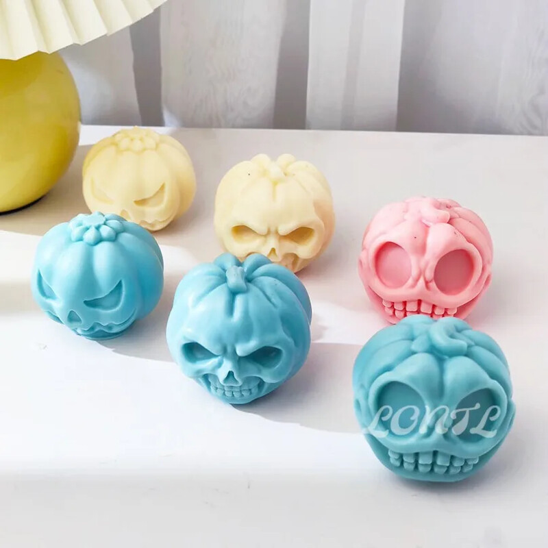 Înfricoșător dovleac craniu mucegai din silicon pentru lumânări DIY tematice de Halloween 3D meșteșuguri rășină gips cristal turnat matriță decor cadou