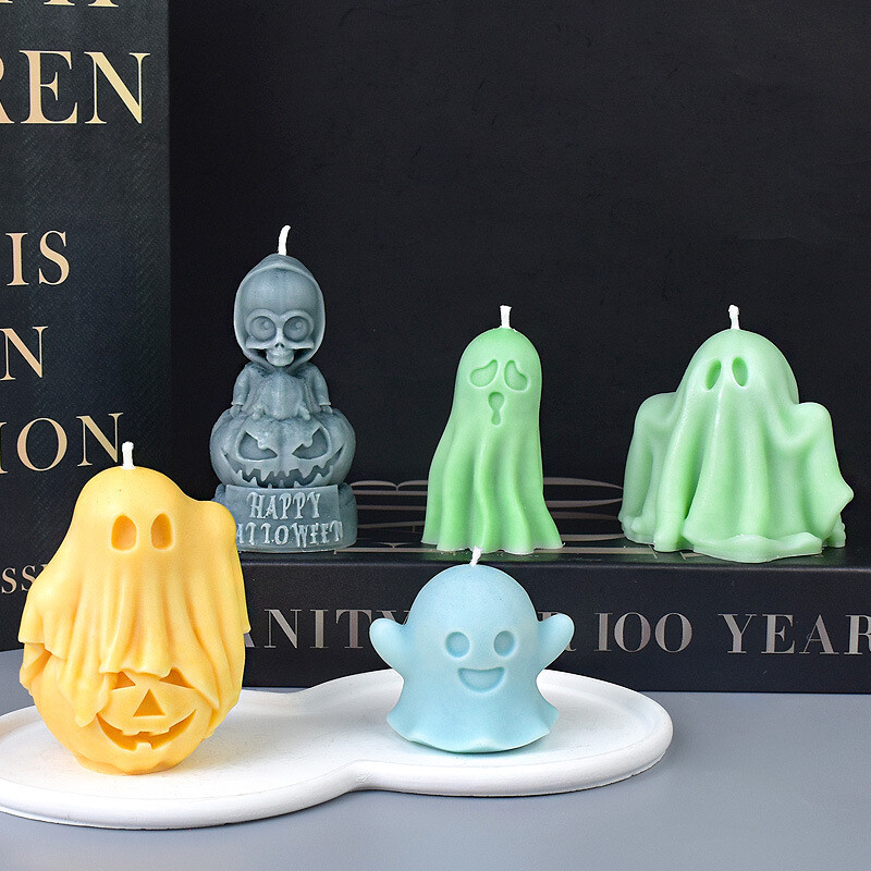 Dovleac fantomă Decor de Halloween Lumânare Mucegai din silicon DIY Handmade Aromaterapie Lumânare Gips Rașină Cadouri Halloween Masa