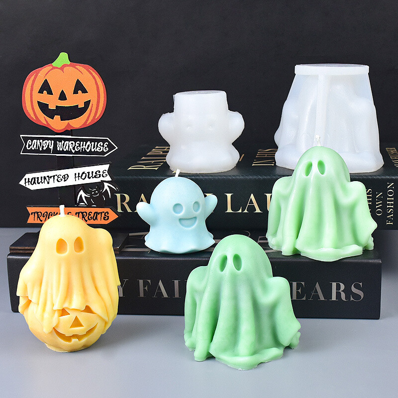 Dovleac fantomă Decor de Halloween Lumânare Mucegai din silicon DIY Handmade Aromaterapie Lumânare Gips Rașină Cadouri Halloween Masa