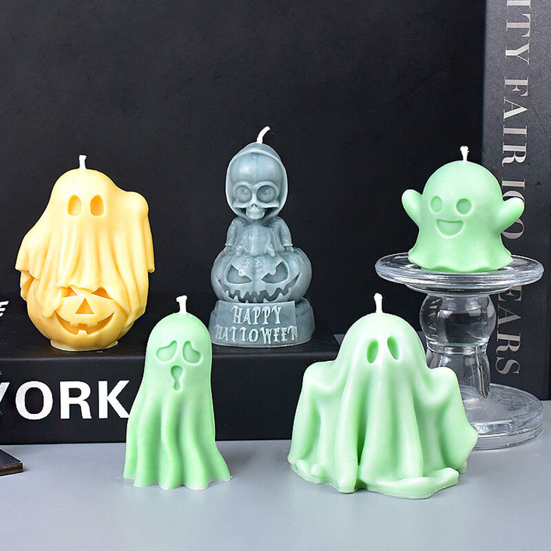 Dovleac fantomă Decor de Halloween Lumânare Mucegai din silicon DIY Handmade Aromaterapie Lumânare Gips Rașină Cadouri Halloween Masa