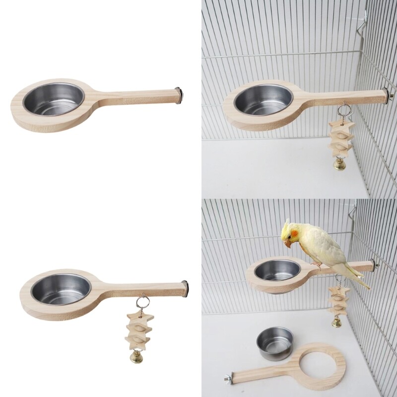 Hrănitoare pentru hrană pentru perusi, cușcă de păsări, suport pentru papagali, biban cu bol detasabil, ramură de odihnă pentru calopsiți, provizii de hrănire pentru papagali