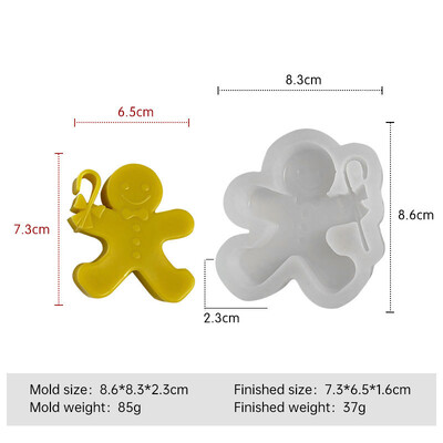 Mucegai din silicon DIY Gingerbread Man Mold pentru prăjituri de Crăciun pentru săpun lucrat manual pentru lumânări