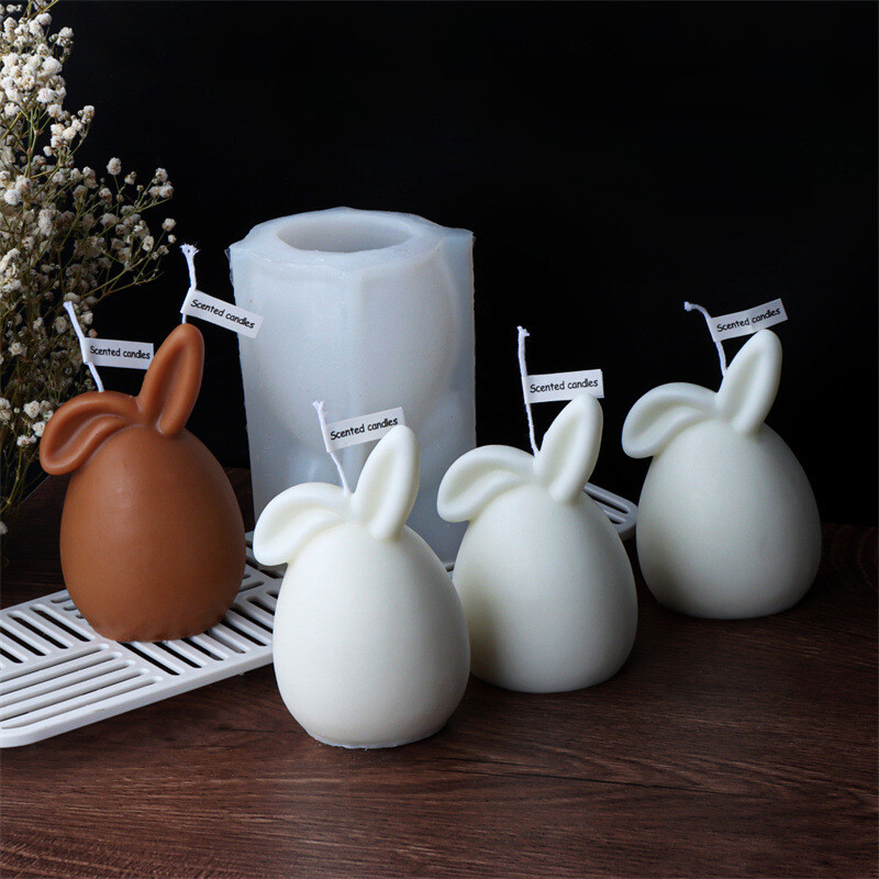 Lieldienu truša silikona sveces veidne DIY Taisnas auss salocīta auss formas aromterapijas dekorēšana pelējuma aromterapijas veidošana