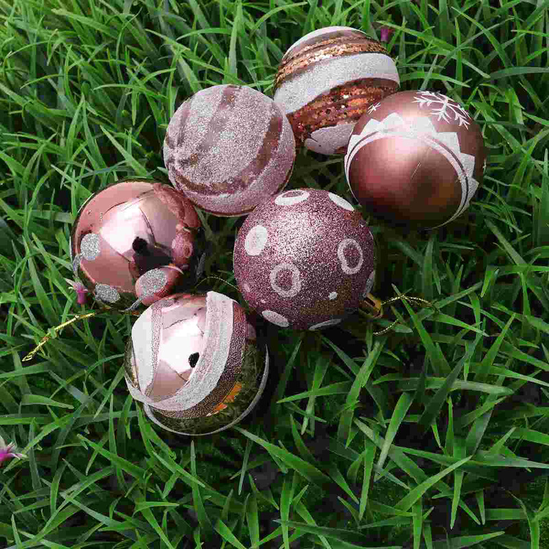 24gab 6cm Ziemassvētku balles, piekārtas Ziemassvētku eglītes rotājumi ballītei balles ballei rožu zelta raksts