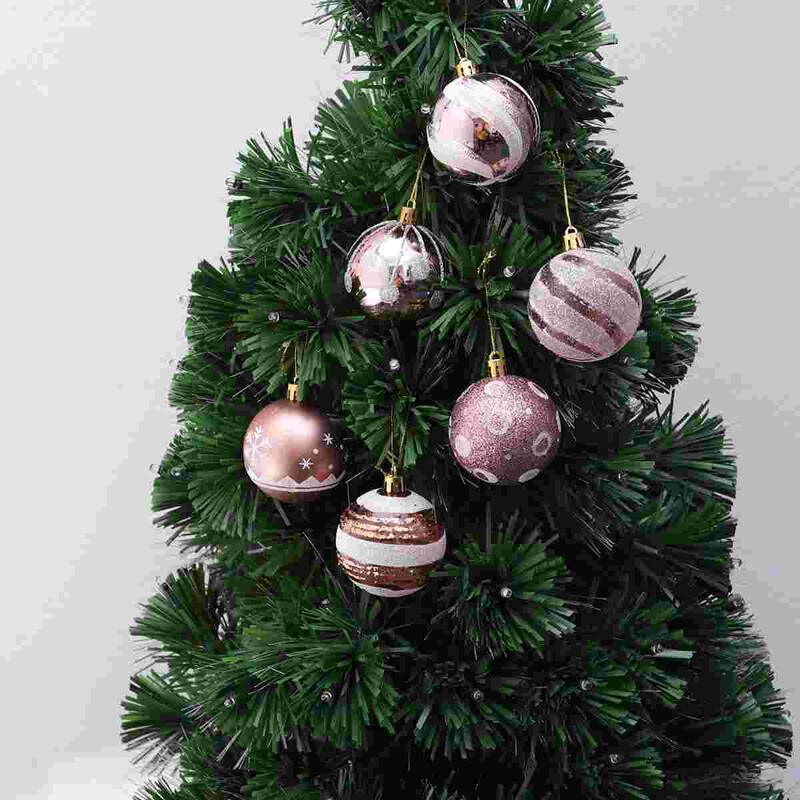 24 db 6 cm-es karácsonyi bálok függő karácsonyfadíszek bulibál báli rózsa arany mintával