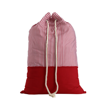 Liels Ziemassvētku Ziemassvētku vecīša maiss, punktveida svītru rūts ar savelkamu auklu, personalizēts Ziemassvētku lielizmēra audekla dāvanu maisiņš