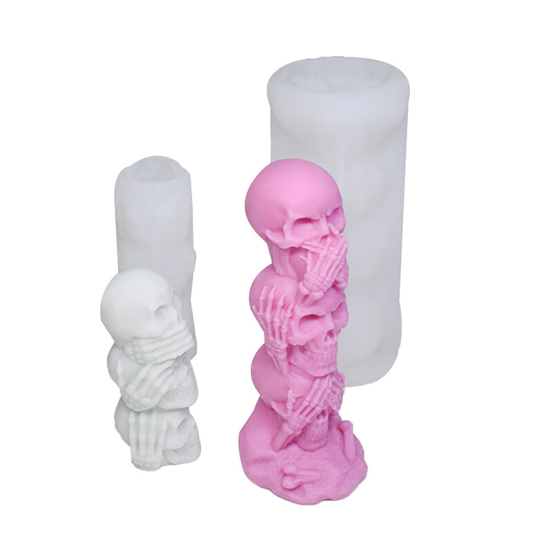 3D galvaskausa silikona veidne Diy sveču apmetums silikona veidne Helovīna dekorēšanas rīki sveķu galvaskausa veidņu veidošanas rīks