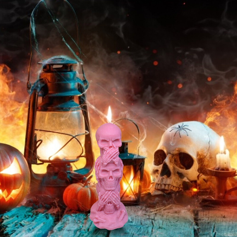 3D galvaskausa silikona veidne Diy sveču apmetums silikona veidne Helovīna dekorēšanas rīki sveķu galvaskausa veidņu veidošanas rīks