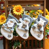 Decor pentru petreceri de familie Ciorapi de Crăciun Moș Crăciun Elk Om de zăpadă Decor pentru brad de Crăciun Ornamente Saci de cadou