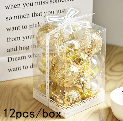 12db 6 cm-es rózsa arany karácsonyfa golyók műanyag átlátszó karácsonyi golyós díszek fa dekorációhoz Natal Navidad 2023 újév