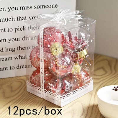 12db 6 cm-es rózsa arany karácsonyfa golyók műanyag átlátszó karácsonyi golyós díszek fa dekorációhoz Natal Navidad 2023 újév
