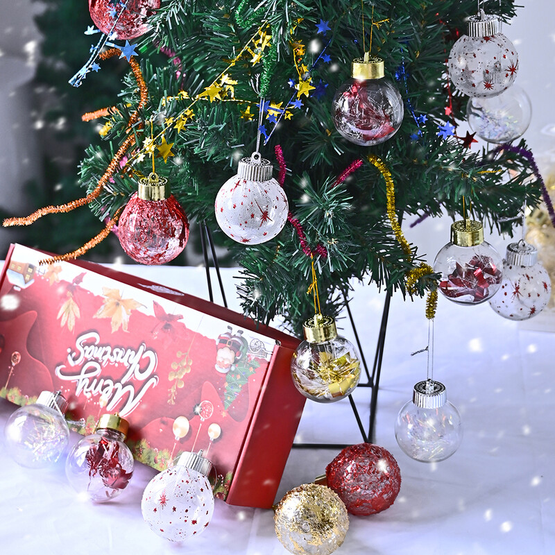 12db 6 cm-es rózsa arany karácsonyfa golyók műanyag átlátszó karácsonyi golyós díszek fa dekorációhoz Natal Navidad 2023 újév