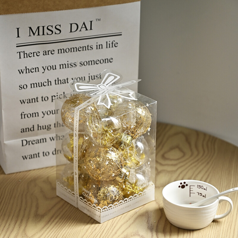 12db 6 cm-es rózsa arany karácsonyfa golyók műanyag átlátszó karácsonyi golyós díszek fa dekorációhoz Natal Navidad 2023 újév