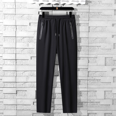 Naujos vasarinės „Ice Silk“ elastinės kelnės vyrams, plonos, patogios, laisvos, madingos lauko sportui, fitneso bėgimui ir laisvalaikiui.