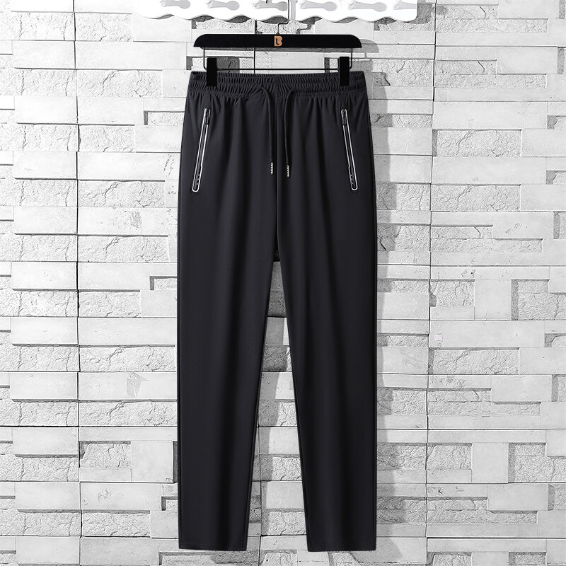 Naujos vasarinės „Ice Silk“ elastinės kelnės vyrams, plonos, patogios, laisvos, madingos lauko sportui, fitneso bėgimui ir laisvalaikiui.