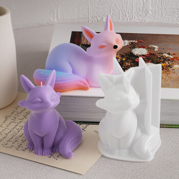 Καλούπι σιλικόνης 3D Fox Candle Mould DIY Cute Animal Fox Aromatherapy Candle Mold Γύψος από σκυρόδεμα Κερί κατασκευής καλουπιών Χειροποίητη διακόσμηση