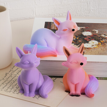 Καλούπι σιλικόνης 3D Fox Candle Mould DIY Cute Animal Fox Aromatherapy Candle Mold Γύψος από σκυρόδεμα Κερί κατασκευής καλουπιών Χειροποίητη διακόσμηση