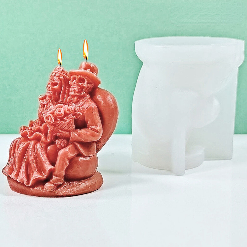 Halloween szellem pár szilikon formák barkácsolás csontváz Menyasszony és vőlegény kézműves gipsz szappangyanta gyertya formakészítés Halloween ajándék