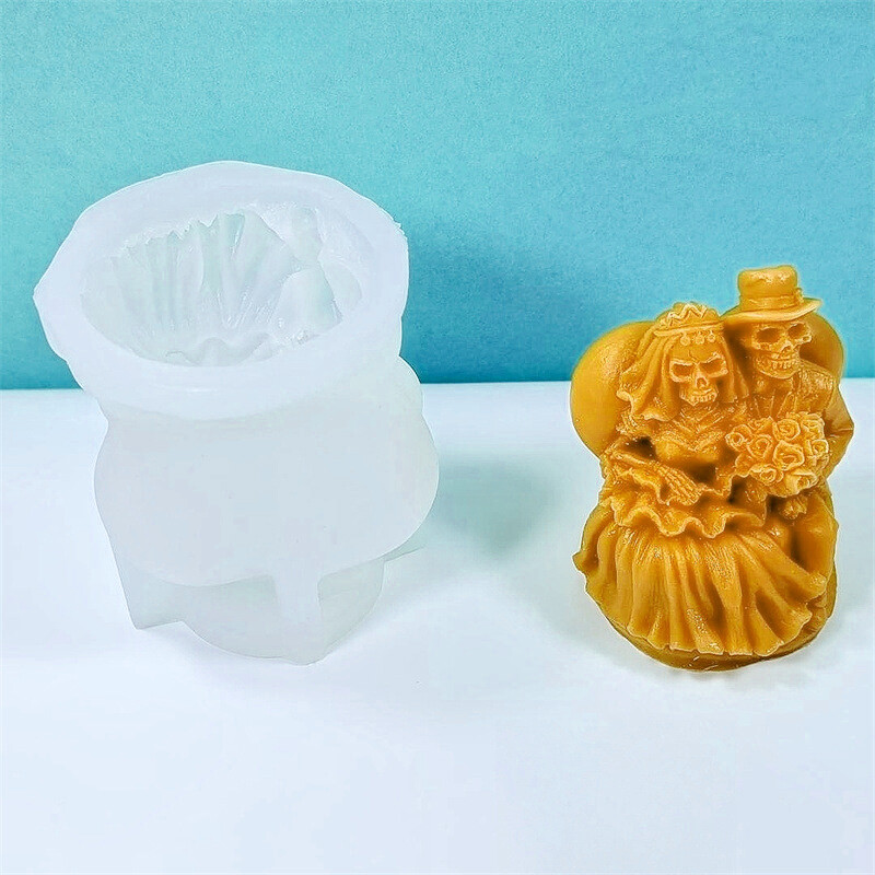 Halloween szellem pár szilikon formák barkácsolás csontváz Menyasszony és vőlegény kézműves gipsz szappangyanta gyertya formakészítés Halloween ajándék