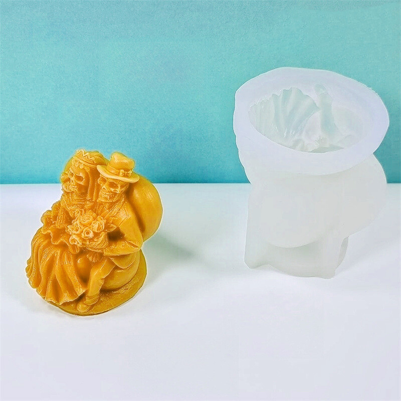 Halloween szellem pár szilikon formák barkácsolás csontváz Menyasszony és vőlegény kézműves gipsz szappangyanta gyertya formakészítés Halloween ajándék