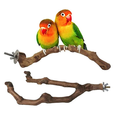 Bird Perch Natural Stand Grapevines Bars Bifurcation/No Branch Cage Toy for Parrots Parakeets Finches Grinding Claw