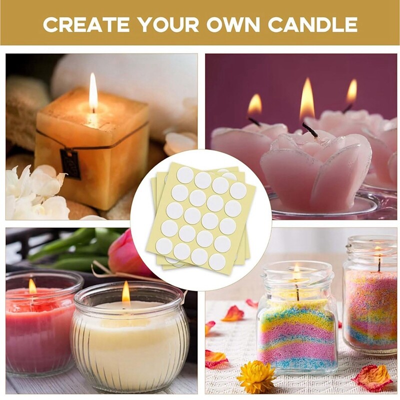 DIY sveču materiāls 240 gab. Divpusēja lente sveču daktiem Sveces daktis fiksācijas uzlīme Diametrs 20Mm Biezums 1Mm Izturīgs