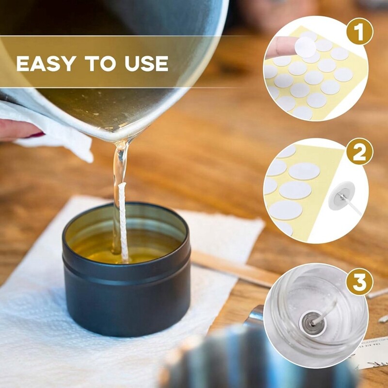 DIY sveču materiāls 240 gab. Divpusēja lente sveču daktiem Sveces daktis fiksācijas uzlīme Diametrs 20Mm Biezums 1Mm Izturīgs