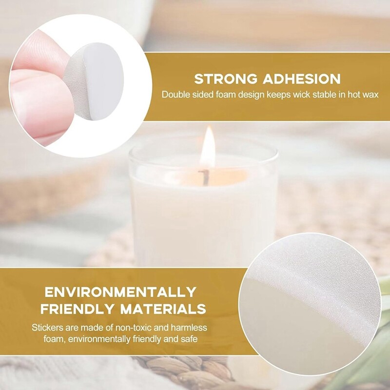DIY sveču materiāls 240 gab. Divpusēja lente sveču daktiem Sveces daktis fiksācijas uzlīme Diametrs 20Mm Biezums 1Mm Izturīgs