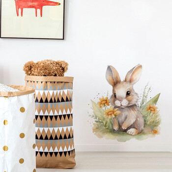 Νέο MK6185 Cartoon Cute Rabbit Flowers Nursery Nursery Υπνοδωμάτιο Διακόσμηση σπιτιού Αυτοκόλλητο αυτοκόλλητο τοίχου