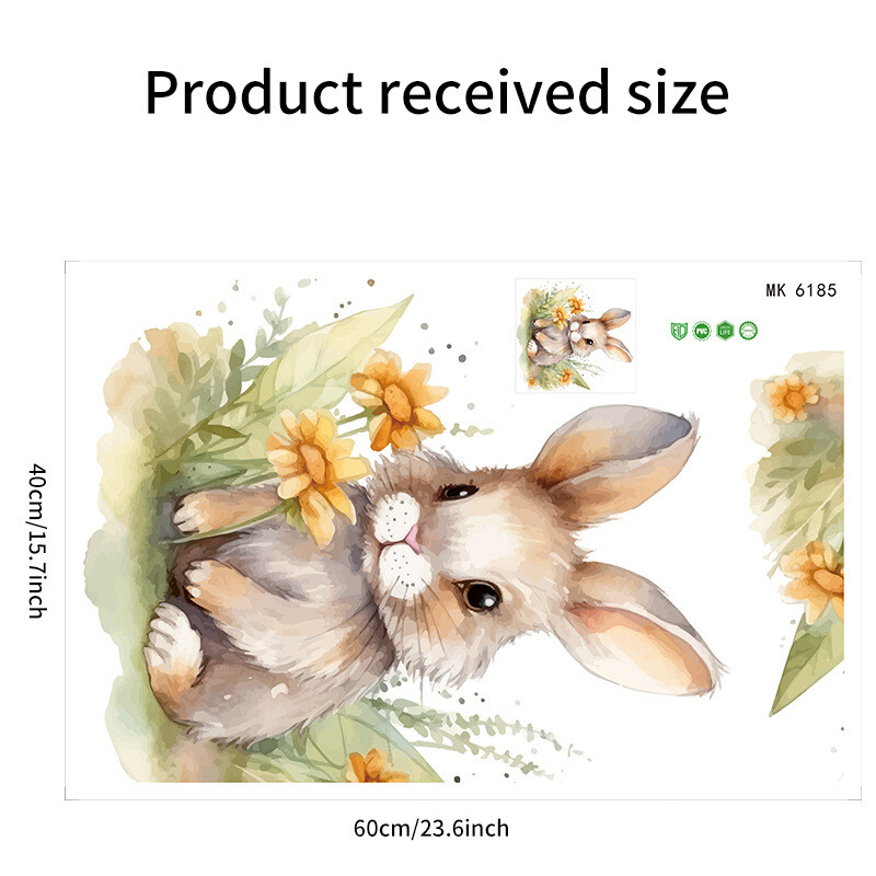 Νέο MK6185 Cartoon Cute Rabbit Flowers Nursery Nursery Υπνοδωμάτιο Διακόσμηση σπιτιού Αυτοκόλλητο αυτοκόλλητο τοίχου