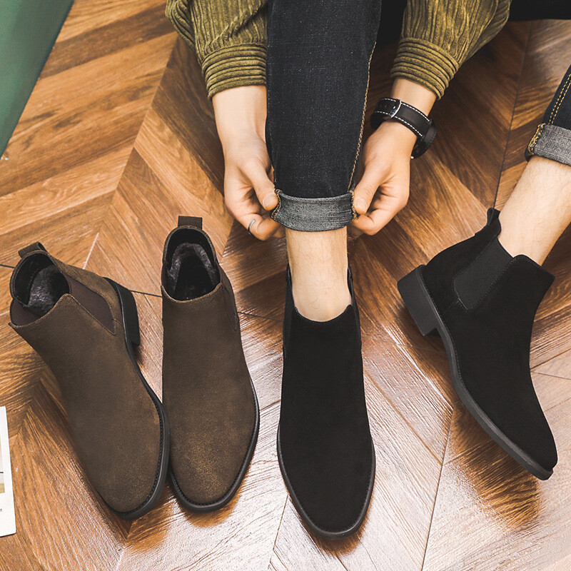 Ανδρικές μπότες Chelsea 2024 Ανδρικά παπούτσια ανελκυστήρα 8cm 6cm Αόρατα παπούτσια αύξησης ύψους Ανδρικά μποτάκια Inner Increase Κοντές μπότες